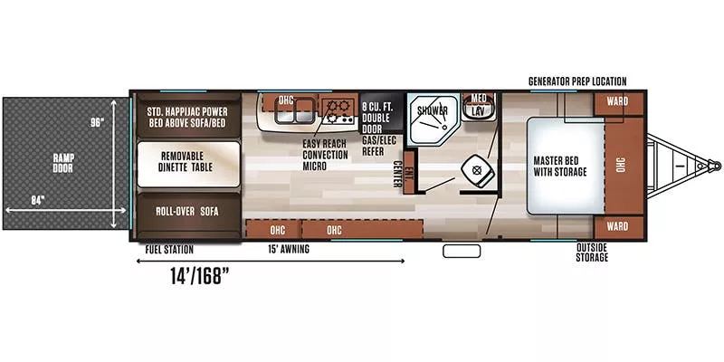 31' 2017 Forest River Cherokee Wolf Pack 24PACK14+ - Toy Hauler Floorplan
