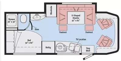 26' 2018 Winnebago Navion 24J w/Slide Floorplan