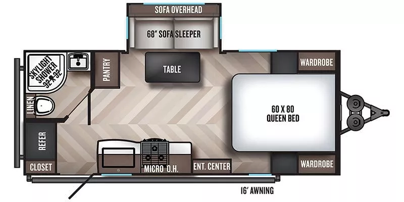24' 2022 Forest River Palomino Solaire 208SS w/Slide Floorplan