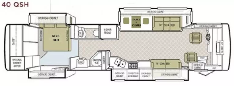 40' 2007 Tiffin Phaeton 40 QSH 350hp Caterpillar w/4 Slides Floorplan