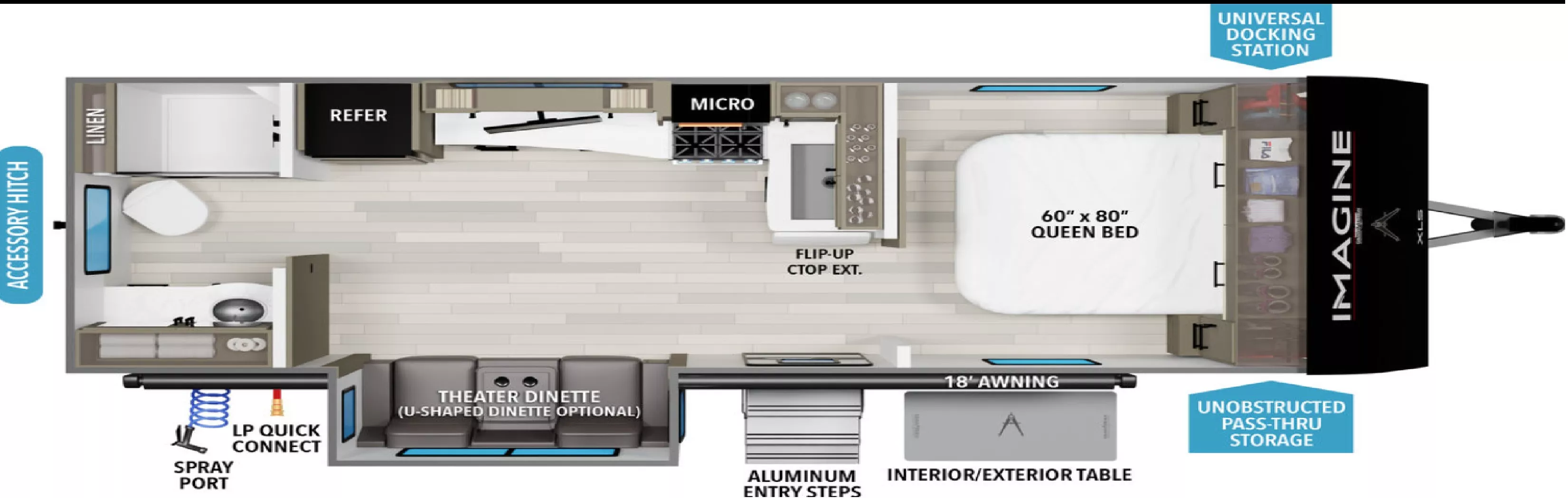 26' 2023 Grand Design Imagine 22RBE w/Slide Floorplan
