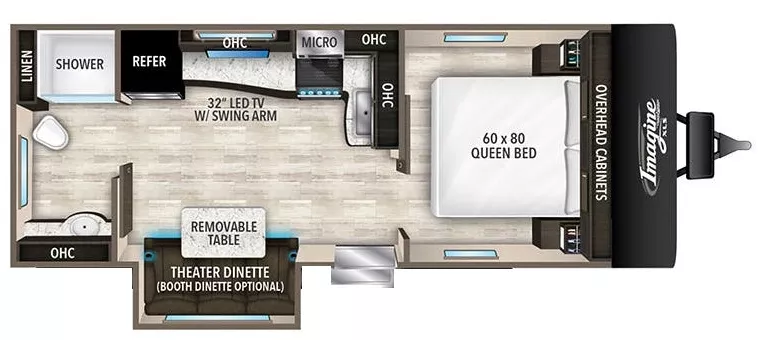 26' 2021 Grand Design Imagine 22RBE Floorplan