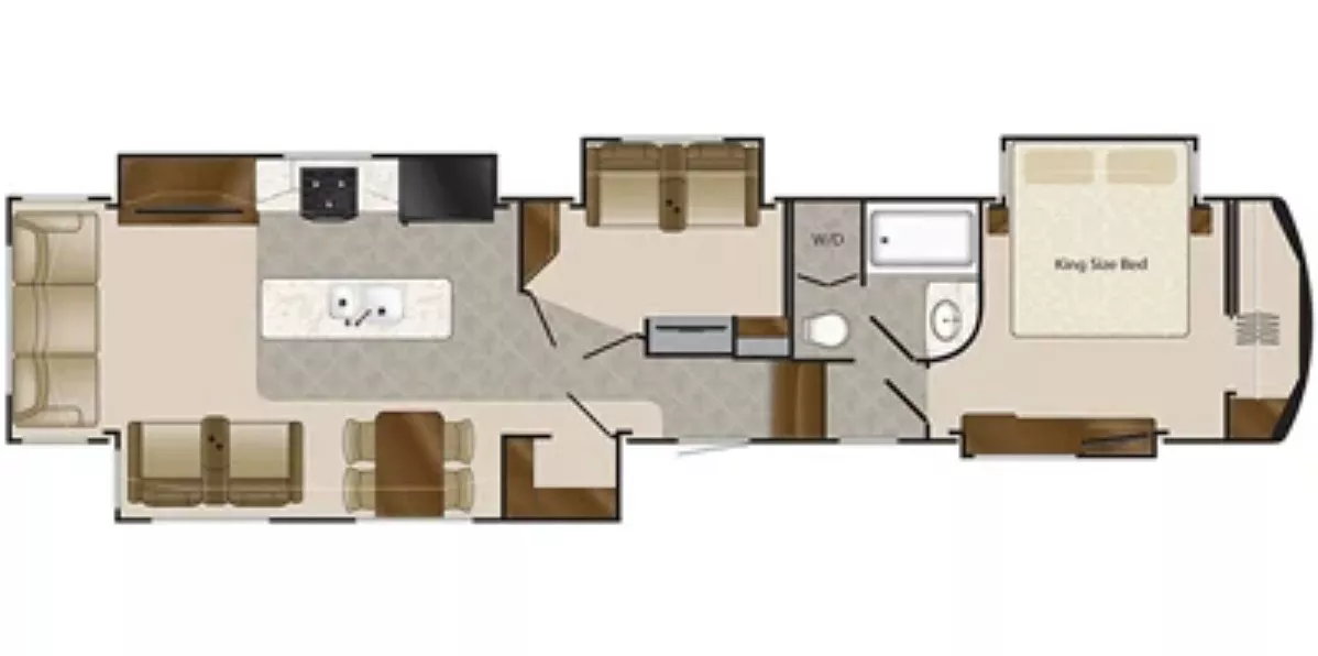 44' 2019 Drv Mobile Suites 44 CUMBERLAND w/3 Slides & Generator Floorplan