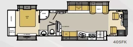 40' 2011 Coachmen Cross Country 405FK 340hp Cummins w/4 Slides Floorplan