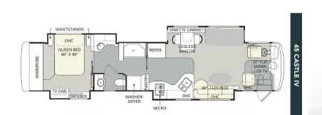 45' 2005 Monaco Signature Series CASTLE 4 w/4 Slides Floorplan