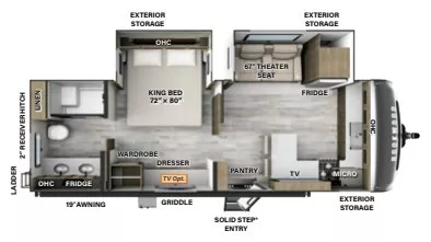 29' 2024 Forest River Rockwood Signature 8263MBR w/2 Slides Floorplan