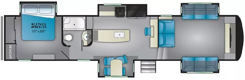 42' 2020 Heartland Bighorn Traveler 39FL w/5 Slides Floorplan
