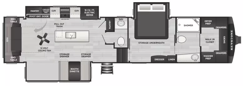 39' 2021 Keystone Cougar 355FBS w/3 Slides Floorplan