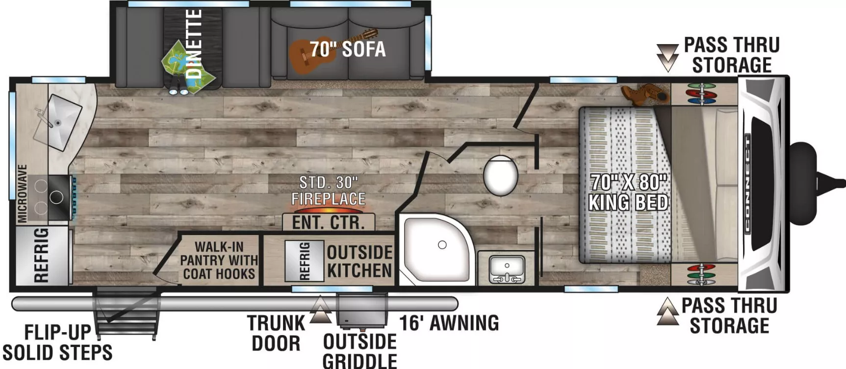 32' 2021 Kz Connect 261RKK w/Slide Floorplan