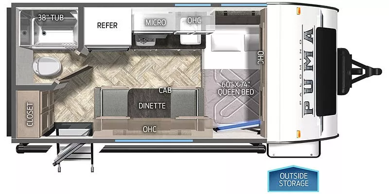 18' 2023 Palomino Puma Ultra Lite 12FBX Floorplan