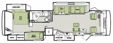 37' 2012 Tiffin Allegro 35QBA w/4 Slides - Bunk House Floorplan