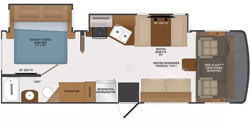 29' 2021 Fleetwood Flair 28A w/2 Slides Floorplan
