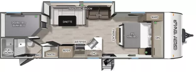 31' 2024 Forest River Cherokee Grey Wolf 26DBH w/Slide - Bunk House Floorplan