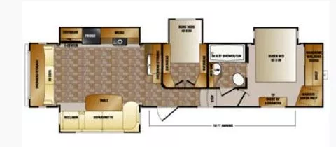 38' 2015 Cruiser RV Crossroads RV 345BH - Bunk House Floorplan