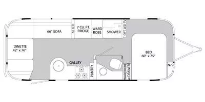 26' 2014 Airstream Flying Cloud 25FB Floorplan