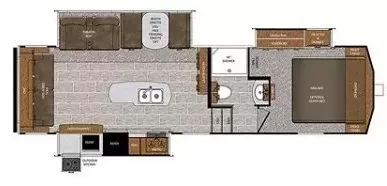 33' 2019 Forest River Wildcat 290RL w/3 Slides Floorplan