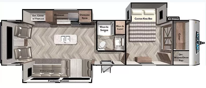 37' 2021 Forest River Salem 32RET w/3 Slides Floorplan