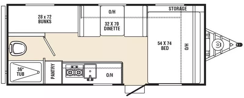 21' 2016 Forest River Viking 17BH - Bunk House Floorplan