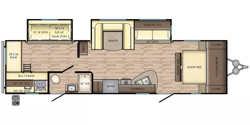 36' 2019 Crossroads Volante 32SB w/2 Slides - Bunk House Floorplan