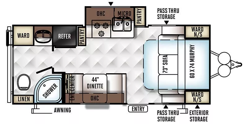 24' 2017 Forest River Rockwood Mini Lite 2304KS w/Slide Floorplan