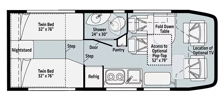 23' 2023 Winnebago Ekko 22A AWD Floorplan