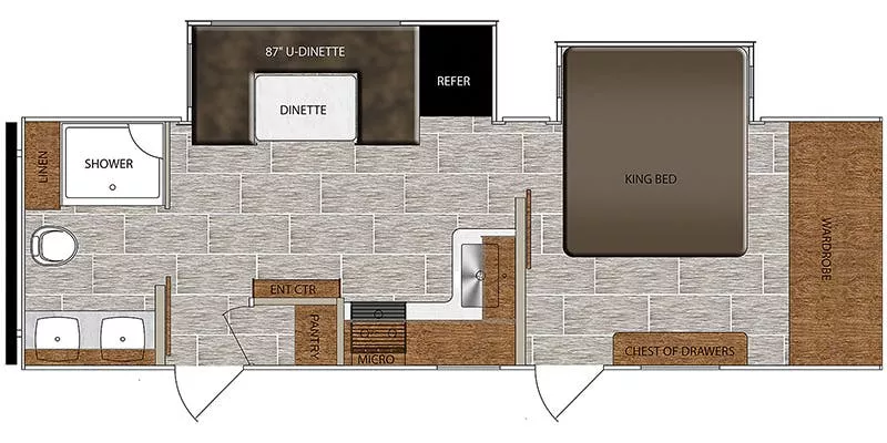 30' 2021 Forest River Tracer 26KSS w/2 Slides Floorplan