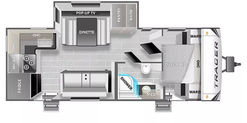 28' 2023 Forest River Prime Time Tracer 24RKS w/Slide Floorplan