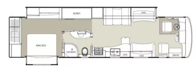 40' 2013 Coachmen Sportscoach Cross Country 385DS 340hp Cummins w/2 Slides Floorplan