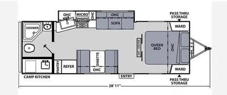 28' 2018 Coachmen Apex 251RBK w/Slide Floorplan
