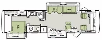 35' 2012 Tiffin Allegro Open Road 34TGA w/3 Slides Floorplan