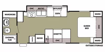 28' 2012 Forest River Cherokee Grey Wolf 26RB w/Slide Floorplan