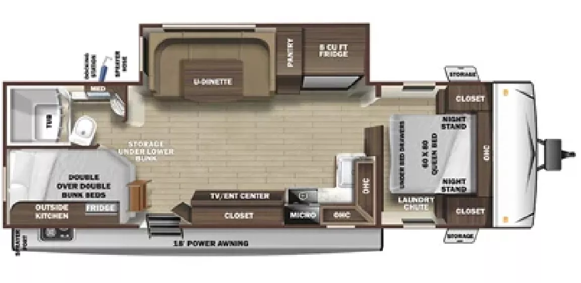 29' 2021 Highland RV Mesa Ridge S-Lite 241BH w/Slide - Bunk House Floorplan