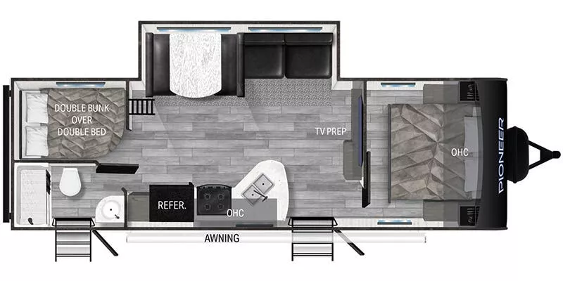 32' 2023 Heartland Pioneer BH270 w/Slide Floorplan
