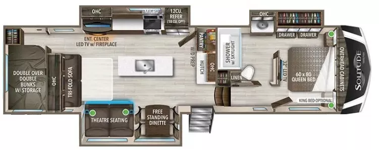 38' 2020 Grand Design Solitude 3550BH w/3 Slides - Bunk House Floorplan