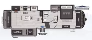 34' 2021 Keystone Montana High Country 295RL w/3 Slides Floorplan