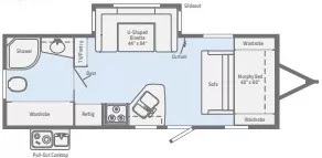 27' 2019 Winnebago Minnie 2201MB w/Slide Floorplan