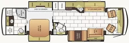 39' 2015 Newmar Ventana Le 3812 340hp Cummins w/3 Slides Floorplan