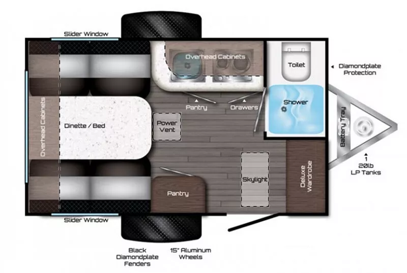 19' 2019 Travel Lite Falcon 14 Floorplan