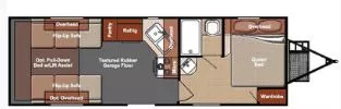 31' 2016 Gulf Stream Track & Trail 24RTHSE - Toy Hauler Floorplan