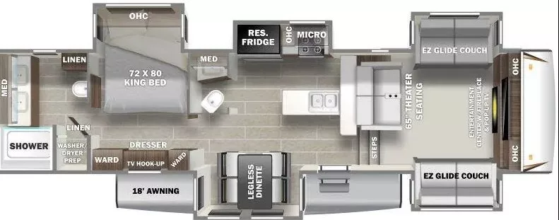 41' 2020 Forest River Sanibel 3802WB w/5 Slides Floorplan