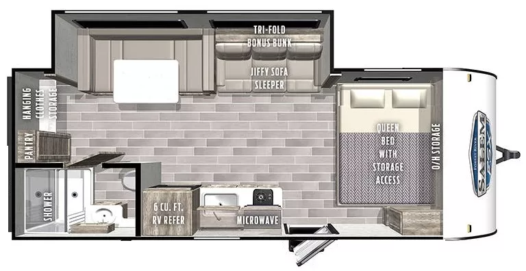 22' 2020 Forest River Salem Fsx 170SS w/Slide Floorplan