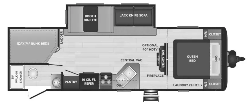 30' 2022 Keystone Hideout 272BH w/Slide Floorplan