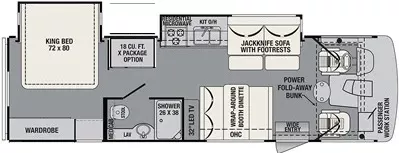 30' 2018 Forest River Fr3 29DS w/2 Slides Floorplan