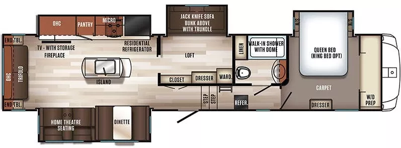 40' 2018 Forest River Sabre Cobalt 36BHQ w/4 Slides - Bunk House Floorplan