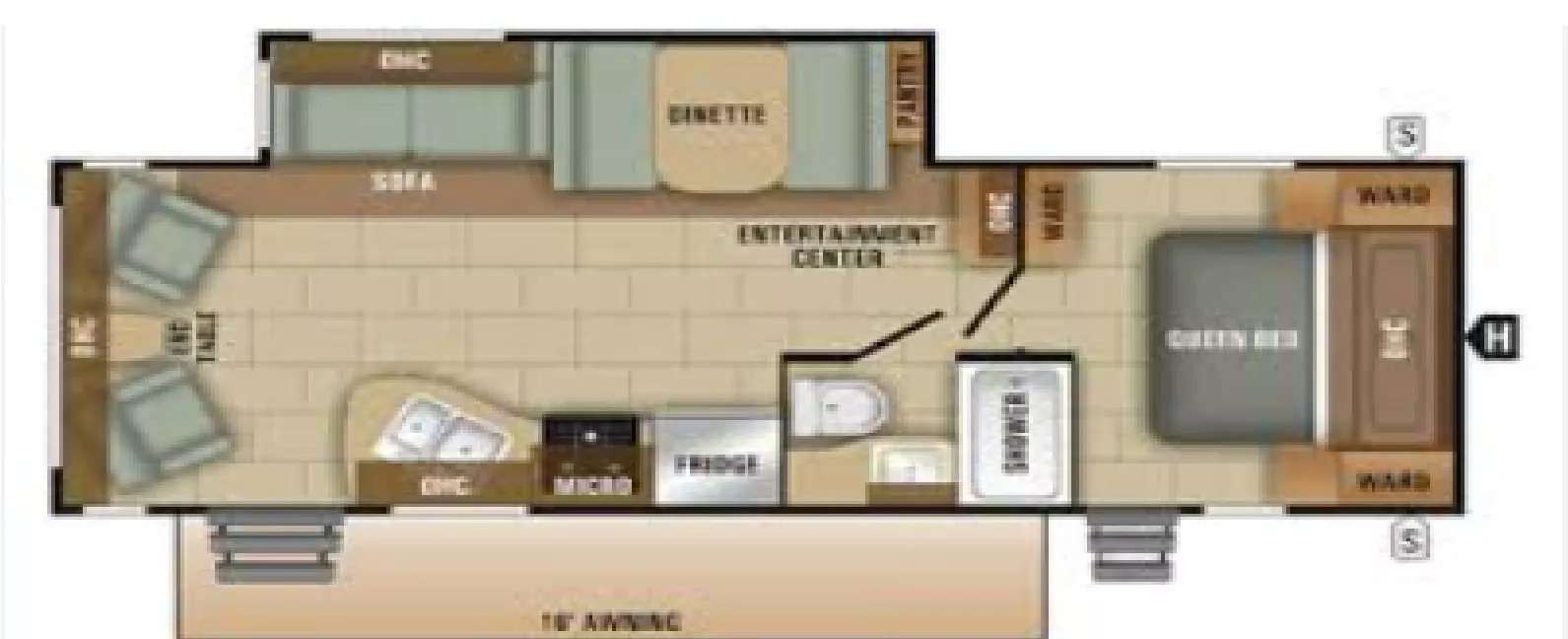30' 2018 Starcraft Launch Ulta Lite 26RLS w/Slide Floorplan