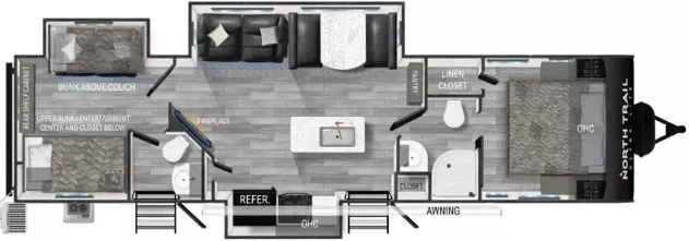 38' 2024 Heartland North Trail 33BHDS w/3 Slides - Bunk House Floorplan