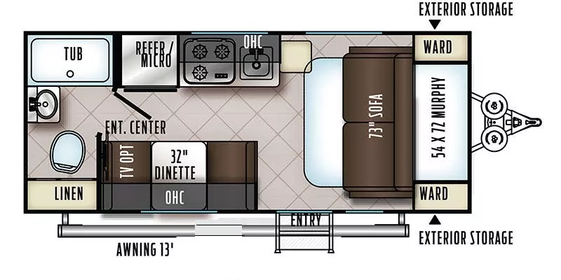 21' 2018 Forest River Flagstaff E-Pro E19FD Floorplan