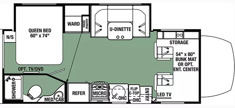 25' 2017 Forest River Forester Diesel 2401W w/Slide Floorplan
