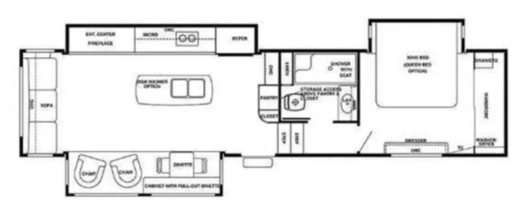 41' 2017 Forest River Riverstone Legacy 38TS w/3 Slides Floorplan