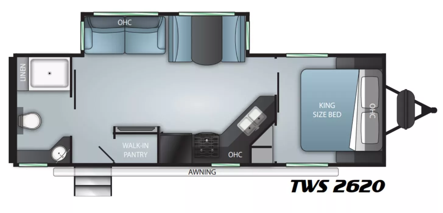 30' 2021 Cruiser RV Twilight Signature 2620 w/Slide Floorplan